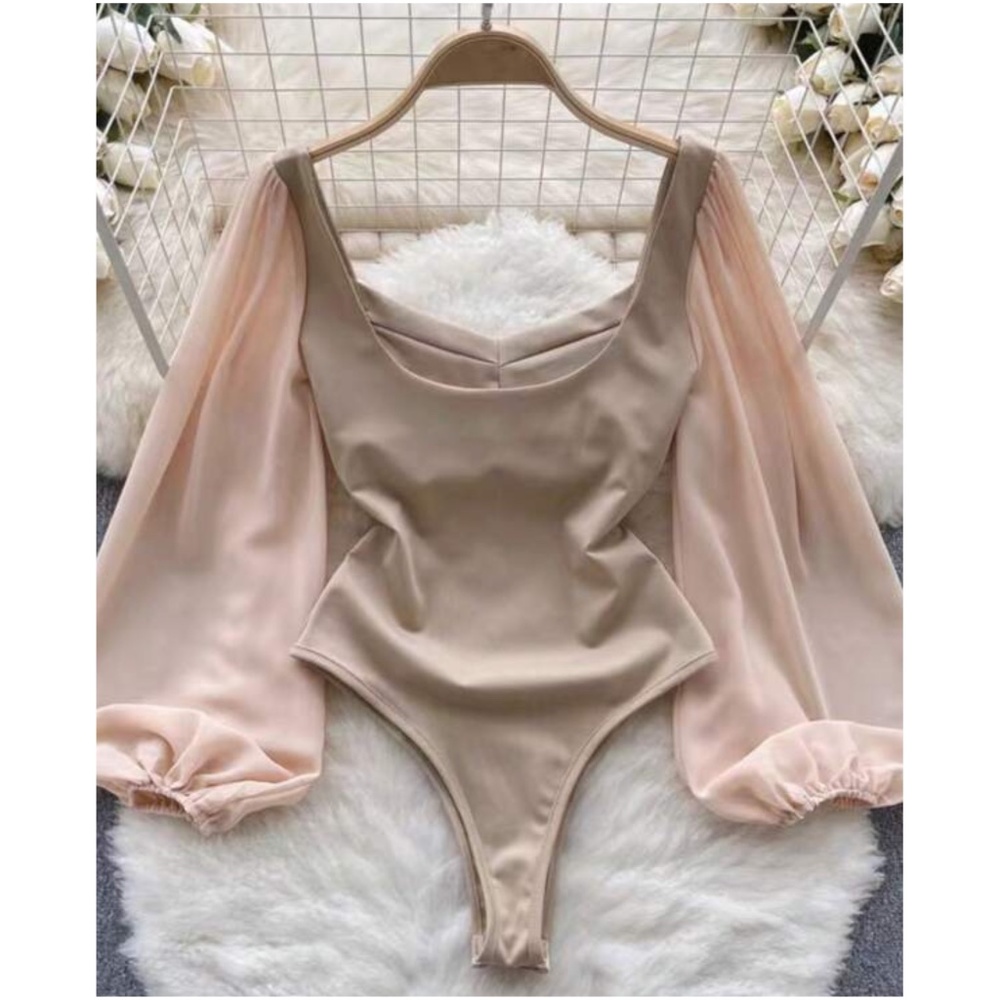 Sheer Long Sleeve Fitted Bodysuit - Picture 3 of 3